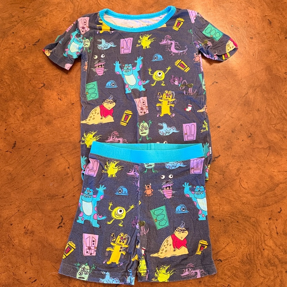 Disney little sleepies Blue and Green OG Monster Pajama shorts Set 3t